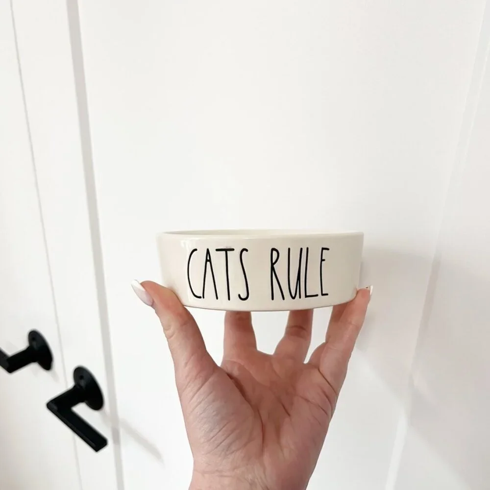 Rae Dunn Cats Rule Feeding Dish - Picture 1 of 3